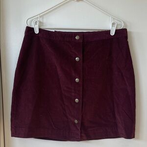 Burgundy Corduroy Mini Skirt
